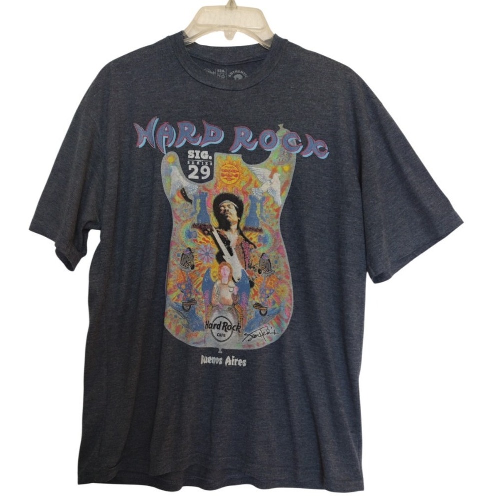 HARD ROCK CAFE T Shirt Man's M Gray Buenos Aires Jimi‎ Hendrix Sig Series 29